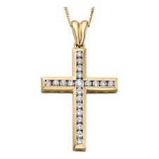 Yellow gold diamond cross pendant