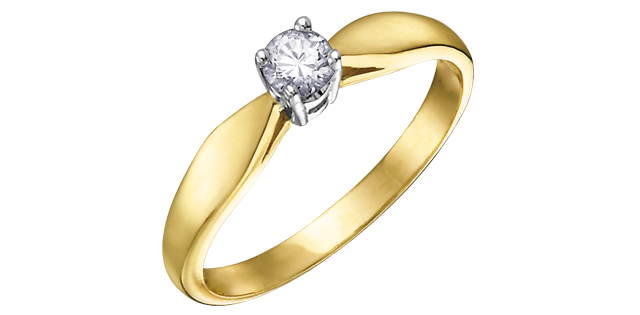 Yellow gold solitaire diamond ring